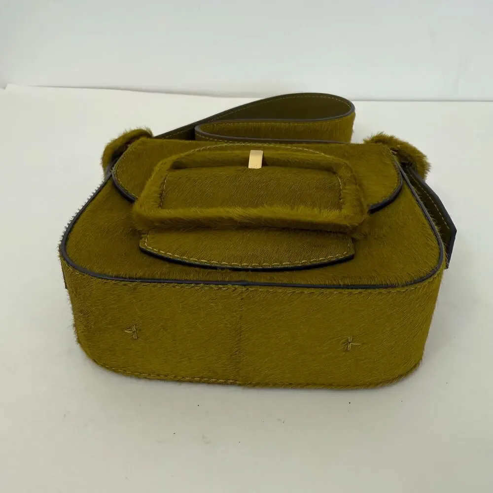 Tory Burch Sawyer Calf Hair Mini Shoulder Bag in Olive Green